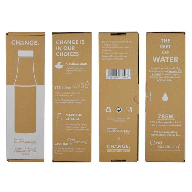 R- BREDA - CHANGE Collection Recycled Insulated Water Bottle - White