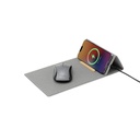 BLACE - @memorii Recycled PU Mouse Pad with Wireless Charger & Mobile Stand - Grey