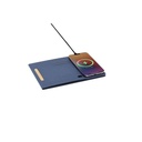 BLACE - @memorii Recycled PU Mouse Pad with Wireless Charger & Mobile Stand - Blue