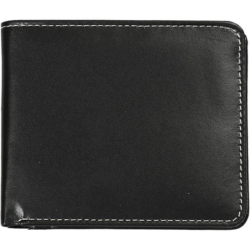 FISS - eco-neutral Cactus Leather Wallet with Coin Pocket, Card Case & Contrast Stitch (Black)