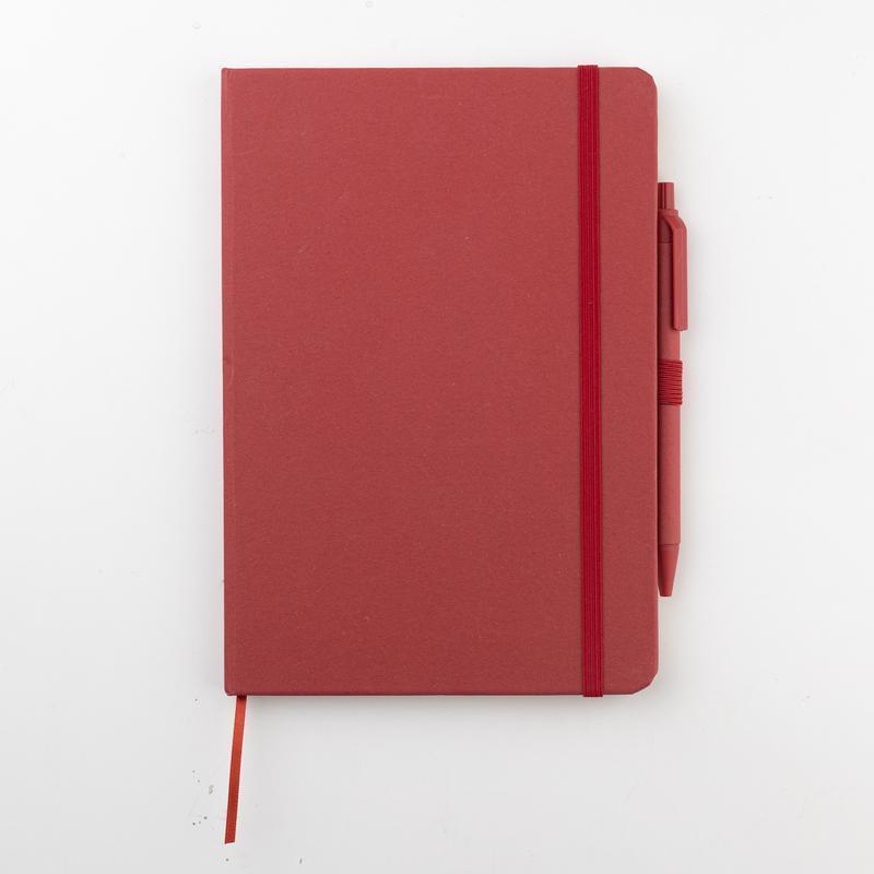 ABULA - eco-neutral A5 Fruit Paper Hard Cover Notebook & Ball Pen - Cherry