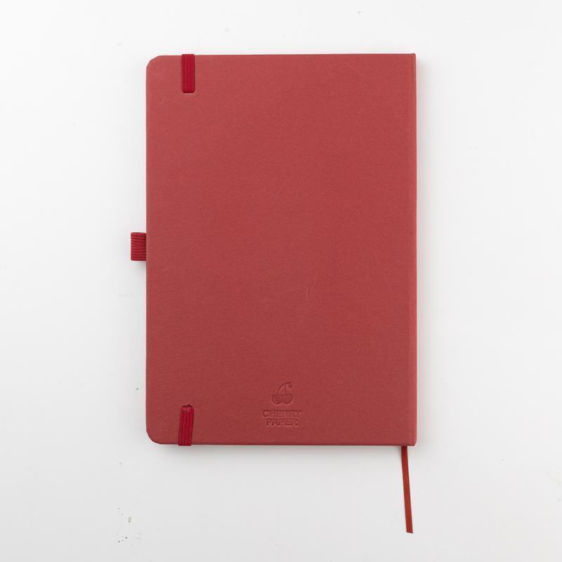 ABULA - eco-neutral A5 Fruit Paper Hard Cover Notebook & Ball Pen - Cherry