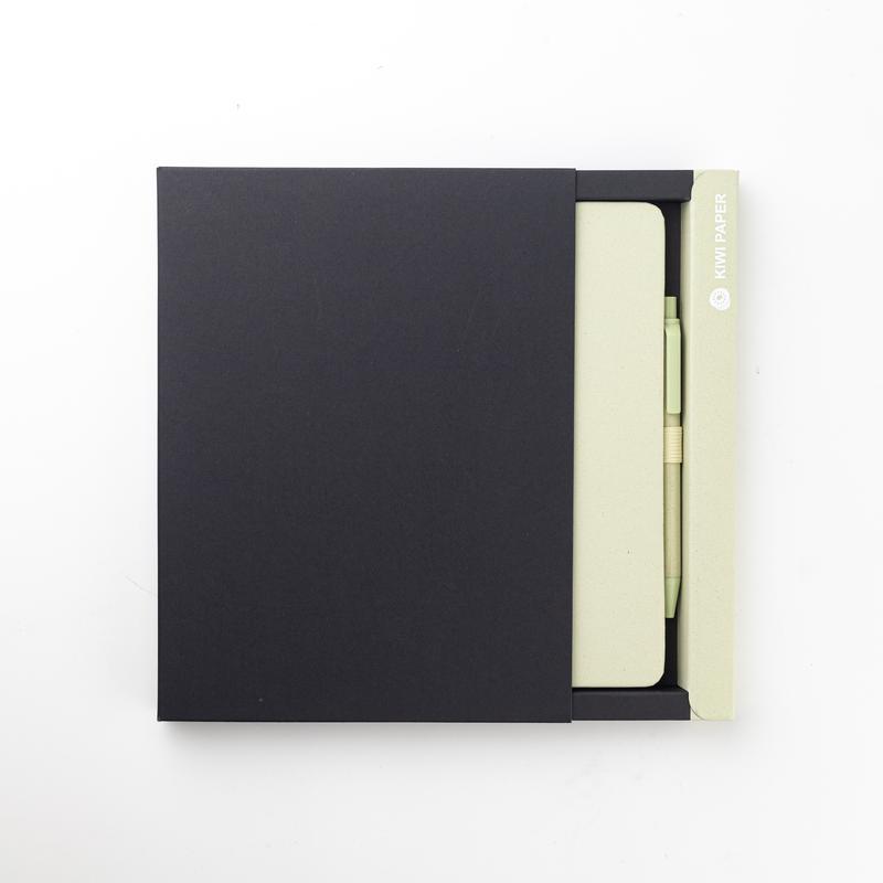 ABULA - eco-neutral A5 Fruit Paper Hard Cover Notebook & Ball Pen - Kiwi