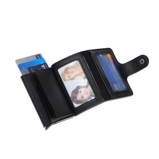 FLORINA - RFID PU Slim Cardholder Wallet - Black