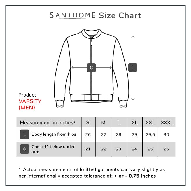 VARSITY - SANTHOME Men's Lightweight Reversible Bomber Jacket