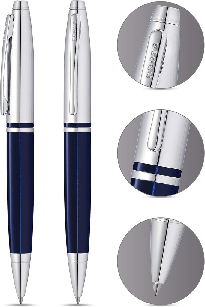 Calais Chrome & Blue Lacquer Ballpoint Pen