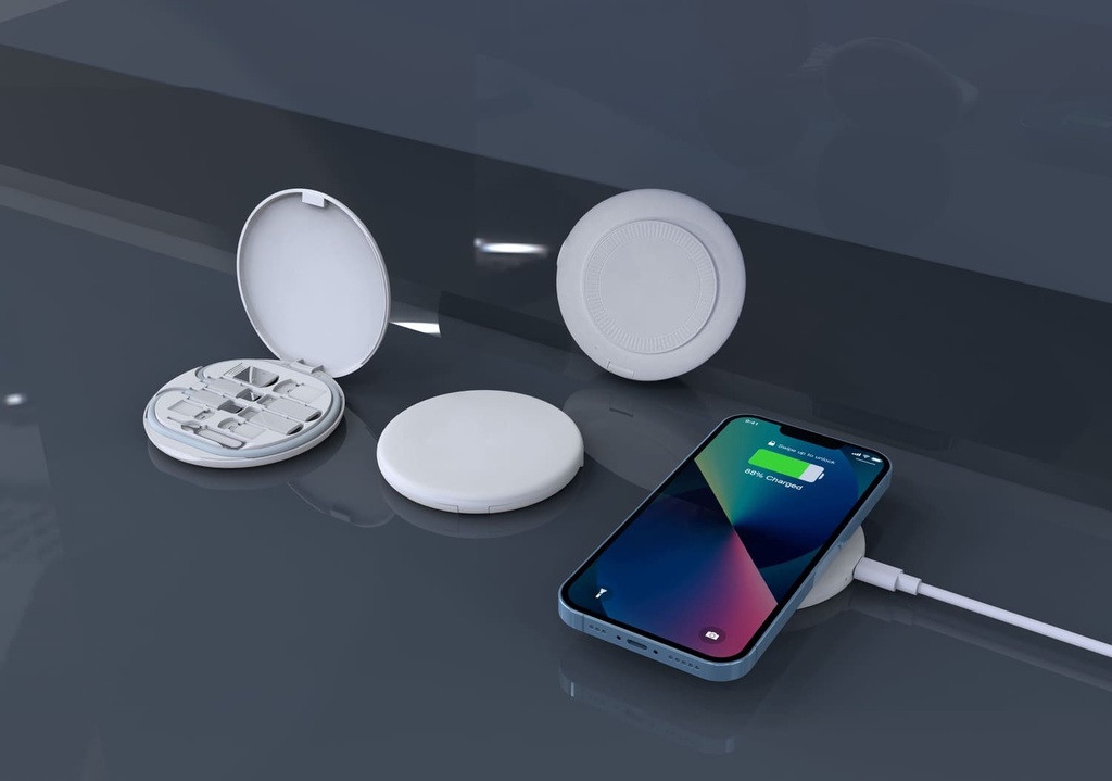 OSLO Mag - @memorii Recycled 15W Magnetic Wireless Charger Multicable Set - White