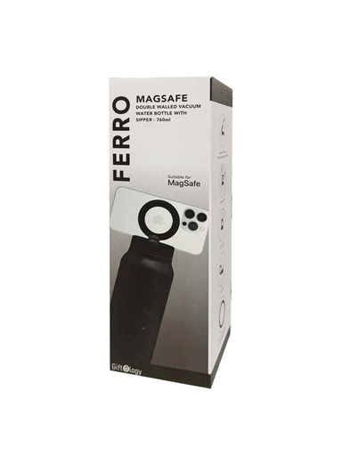 FERRO - Giftology Double Walled Vacuum Bottle with Mag Holder - Black