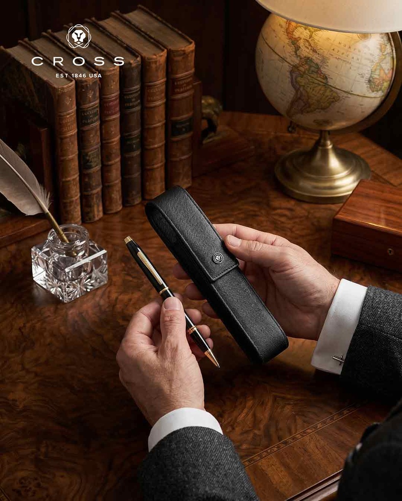 Coventry Classic Black Lacquer with Gold Tone Appointments Rollerball Pen (Blue Ink) 