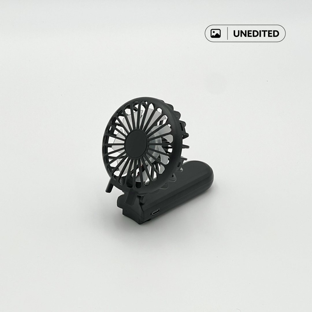 ROTO - Rechargeable Handheld Fan with Foldable Desk Stand - Black 
