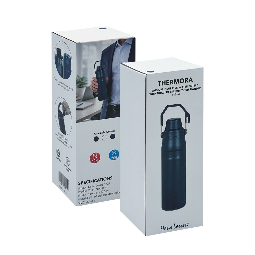 THERMORA - Hans Larsen SummitGrip Thermal Flask 710 ml - Navy Blue