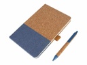 BORSA - eco-neutral A5 Cork Fabric Hard Cover Notebook and Pen Set - Blue