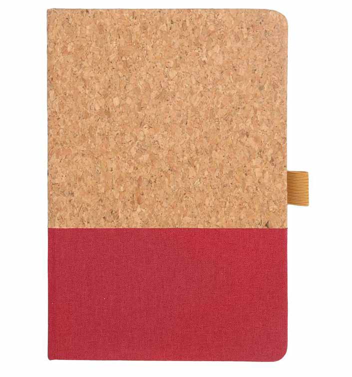 BORSA - eco-neutral A5 Cork Fabric Hard Cover Notebook and Pen Set - Red