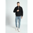 [M-VARSITY Black/Grey-S] VARSITY - SANTHOME Men's Lightweight Reversible Bomber Jacket (Small)