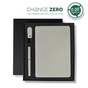 CHANGE ZERO Sustainable Gift Set with Refillable Notebook, Pen & USB Keychain - Grey