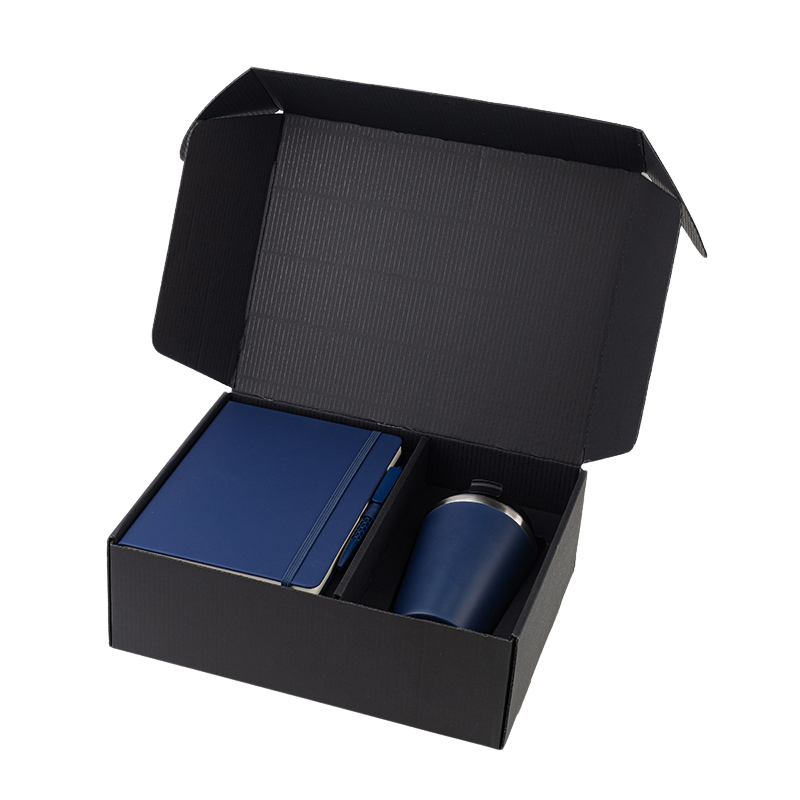 KOKSI - Giftology Set of Double Walled Tumbler, A5 Notebook and Pen - Navy Blue