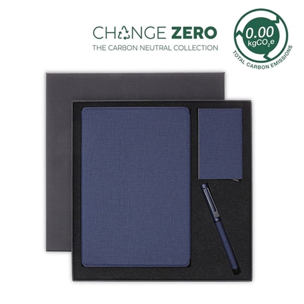 TESSIN - CHANGE ZERO Sustainable Gift Set with Refillable Notebook, Pen & Cardholder - Navy