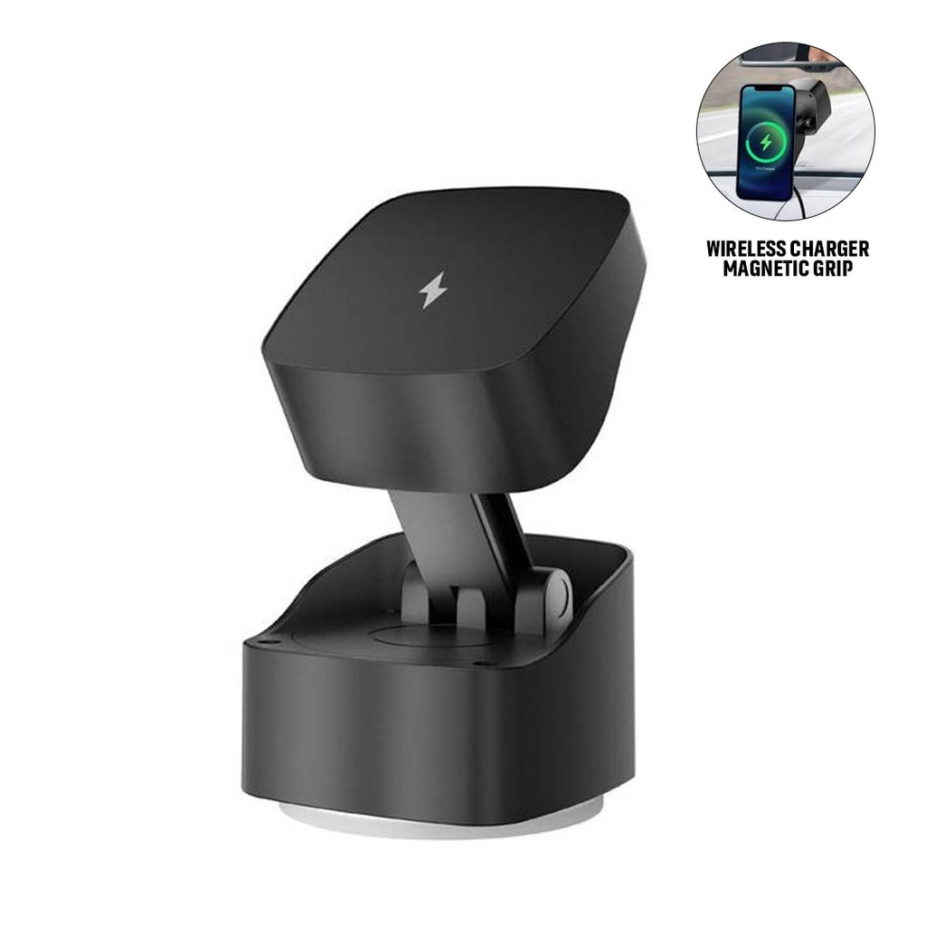 VIRTON - Giftology Magnetic Car Phone Holder and 15W Wireless Charger - Black