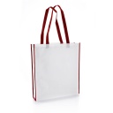 [NW001 V-White/Maroon] Non-Woven Shopping Bag Vertical White/Maroon