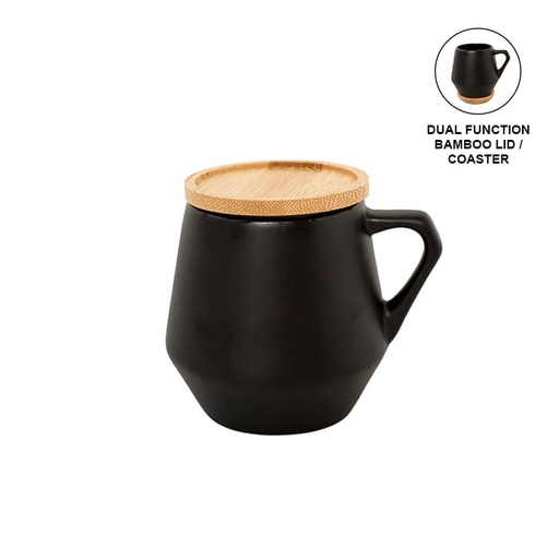 [DWEN 3197] SEVILLA - eco-neutral Ceramic Mug with Bamboo Lid - Black