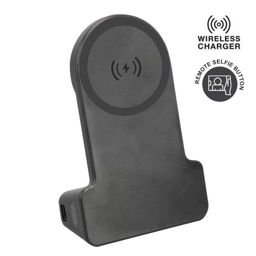 [ITWC 1213] KORMAN - @memorii® Magnetic Phone Stand with 15W Wireless Charging and Remote Shutter - Black