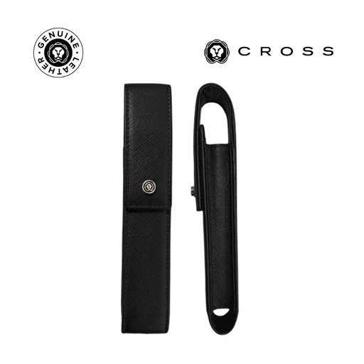 [LACR 2047] CROSS Leather Single Pen Case with Flap - Black