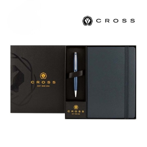 [GSCR 6566] Cross Calais™ Ballpoint Pen & A5 Hardcover Notebook Gift Set - Navy Blue