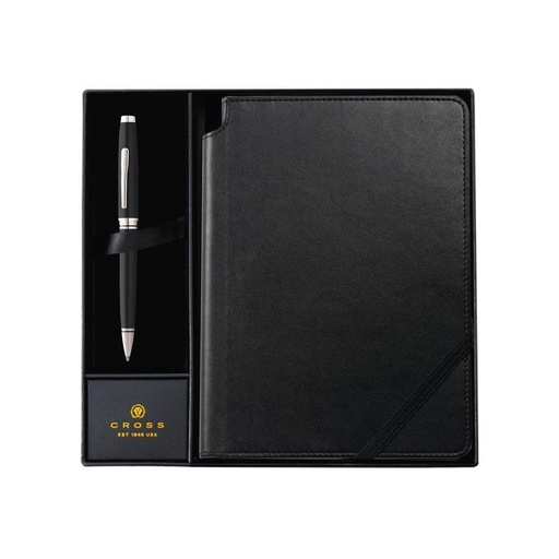 [GSCR 5002] Cross Coventry Black Lacquer Ballpoint Pen with Classic Black Journal Gift Set