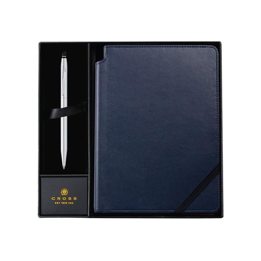 [GSCR 5013] Cross Click™ Chrome Ballpoint Pen with Classic Blue Journal Gift Set