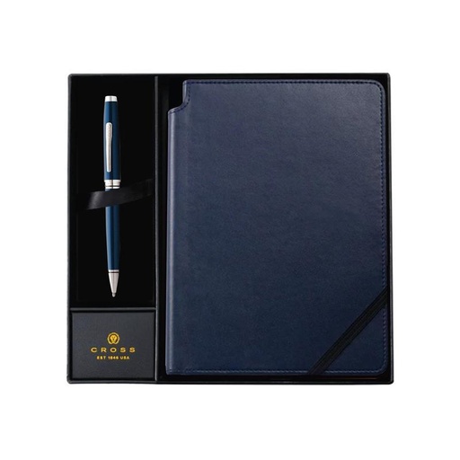 [GSCR 5014] Cross Coventry Blue Lacquer Ballpoint Pen with Classic Blue Journal Gift Set