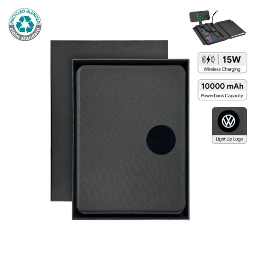 [ITFO 1294] SOLAIS - Santhome Recycled 10000 mAh Power Bank and 15W Magsafe Smart A5 Organizer  - Black 