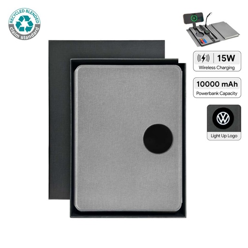 [ITFO 1296] SOLAIS - Santhome Recycled 10000 mAh Power Bank with 15W Magsafe Smart A5 Organizer - Grey 