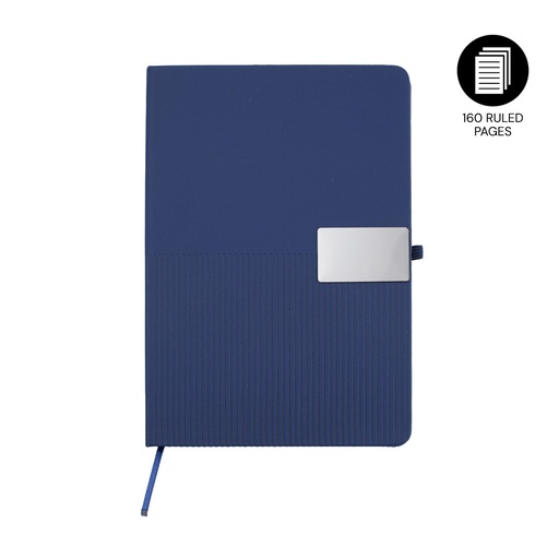 [NBGL 5399] RIPPLE - Giftology A5 Hard Cover Notebook with Metal Plate - Navy Blue 