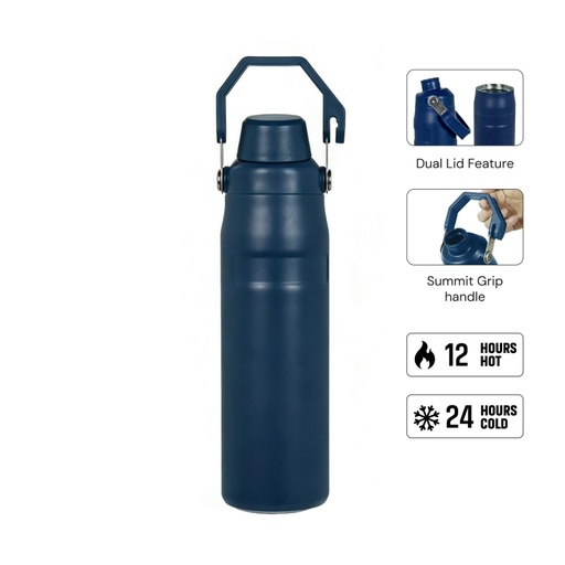 [DWHL 3295] THERMORA - Hans Larsen SummitGrip Thermal Flask 710 ml - Navy Blue